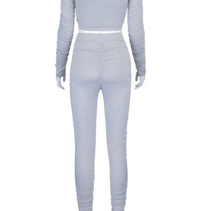 V-Neck T-Shirt + Split Trousers Suit