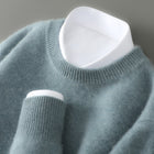Men's Half-high Collar Thickened Pullover Gray Green Rounf Neck