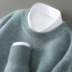 Men's Half-high Collar Thickened Pullover Gray Green Rounf Neck