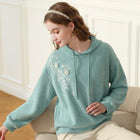 Green Hooded Sherry Embroidered Soft And Sticky For Women Peacock Green Half turtleneck