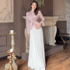 Contrast Color Pleated Dress 2PC Pink