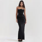 Women's Bandeau Backless Party Evening Dress Black