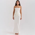 Women's Bandeau Backless Party Evening Dress White wine
