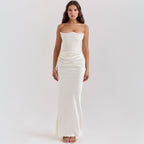 Women's Bandeau Backless Party Evening Dress White wine