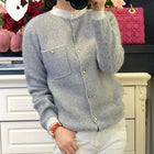 Striped Knit Bottoming Sweater Grey