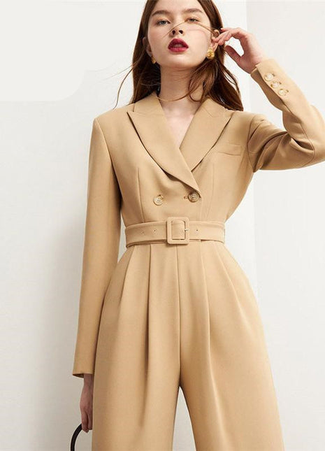 Women's One Piece Wide Leg Suit Khaki