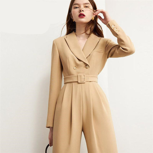 Women's One Piece Wide Leg Suit Khaki