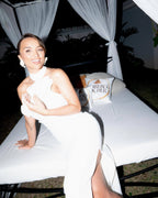 Wooden Ear Shoulder White One-piece Dress