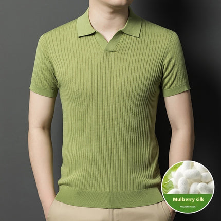 Men's Lapel Casual Top Green