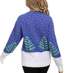 Blue Jacquard Christmas Knitted Sweater