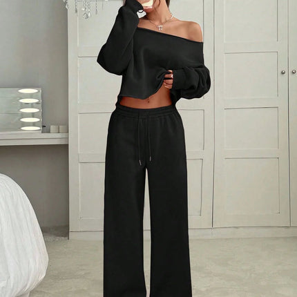 Autumn And Winter Casual Two Piece Black