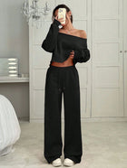 Autumn And Winter Casual Two Piece Black