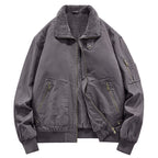 Men's Fleece-lined Washed Cotton Jacket Dark Gray