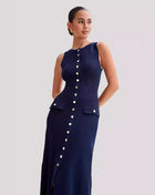 SS Knitted Elegant Dress Navy Blue