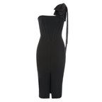 One-shoulder Niche Split One-piece Dress