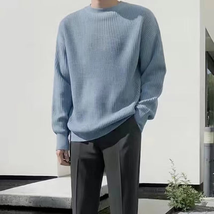 Loose Casual Retro Trendy Sweater Light blue