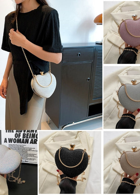 SS Hart Clutch Bag Soft Shell Sequins White