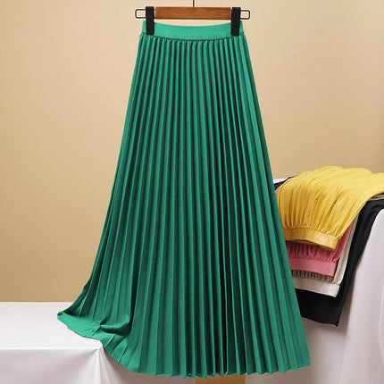 Women's Pleated High Waist Skirt Green