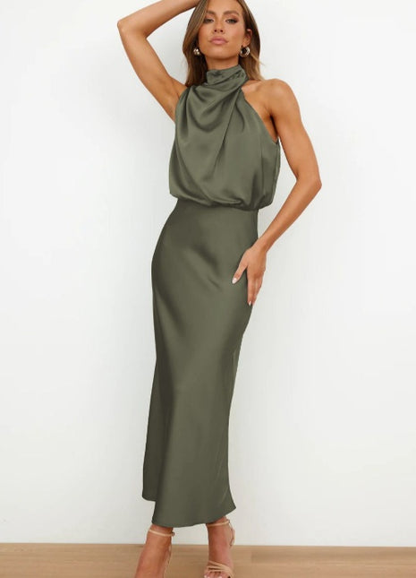 SS Elegant Evening Dress Army green