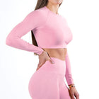 Seamless Yoga Long-sleeved Top Tight Quick Dry Hygroscopic Suit For Women Pink