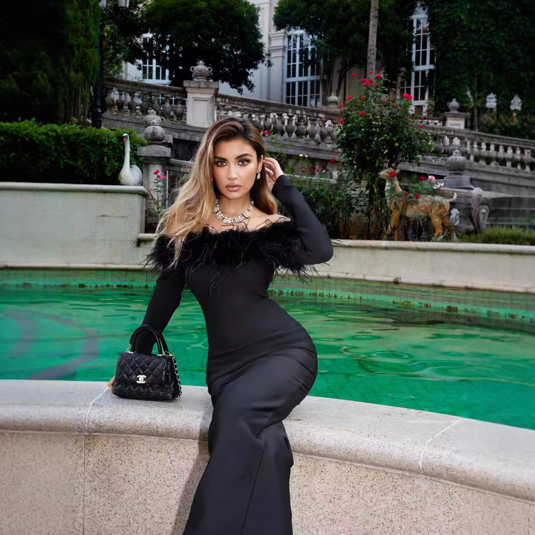Women's Fur Collar One-piece Dress