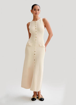 SS Elegant Knitted Dress Apricot