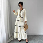 Women Lace Layered Pleated Skirt Suit Apricot