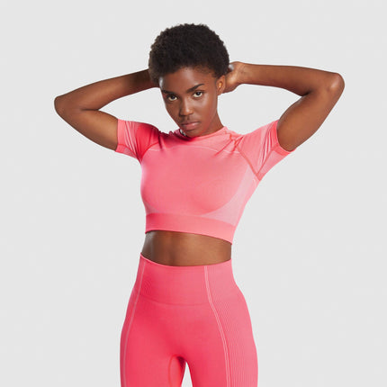 Seamless Knitted Yoga Set Rose Red