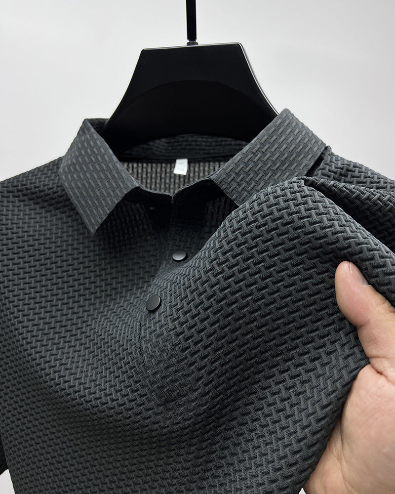 Mesh Ice Silk Short Sleeve T-shirt Mens Clothing Gray