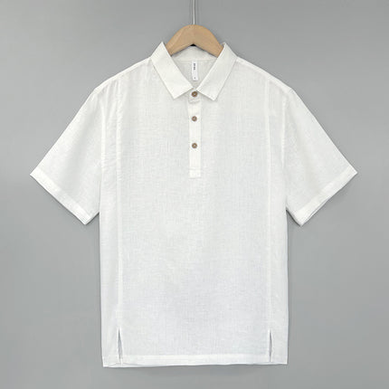 Summer Thin Lapels Top For Men White