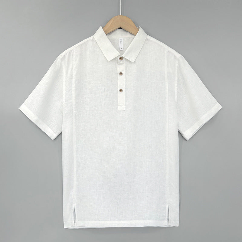 Summer Thin Lapels Top For Men White