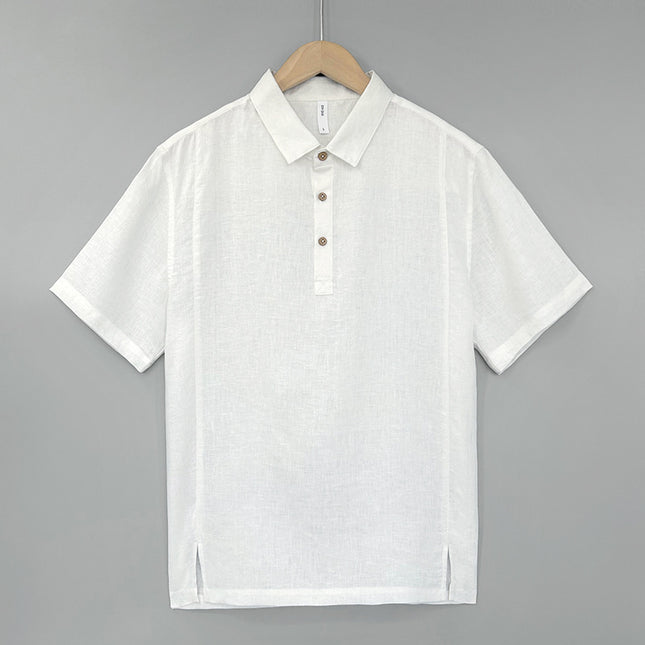 Summer Thin Lapels Top For Men White