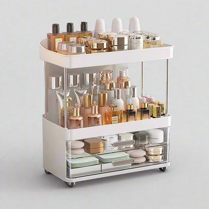 2 Drawers Makeup Organizer - 4 Tier Bathroom Organizers And Storage, Versatile Perfume Vanity Organizer B