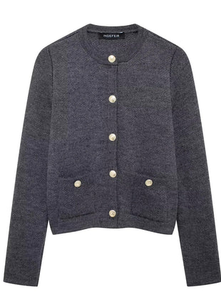 SS Button Cardigan Gray