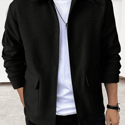 Men's Button - Up Design Jacket Black