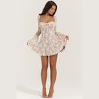 Lace Square Collar Bell-bottom Dress