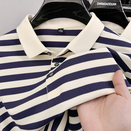 Jacquard Stripes Breathable Polo T-Shirt