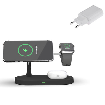 Three-in-one Smart Fast Charging 15W Fast Magnetic Wireless Charger Black EU