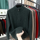 All Wool Men's Half Zipper Sweater Army green