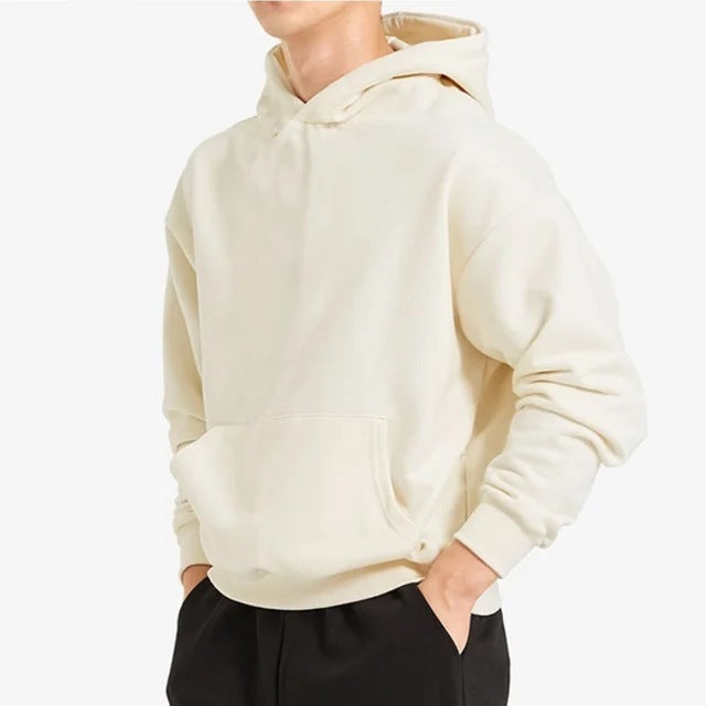 Men's Drop-shoulder Sleeve Hoodie Beige