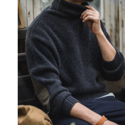 New Thick Warm And Soft Turtleneck Sweater Men Black