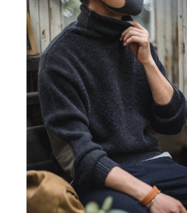 New Thick Warm And Soft Turtleneck Sweater Men Black