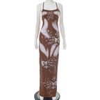 SS Floral Print Dress Brown