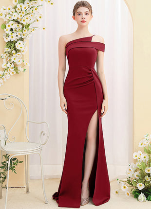 SS Fish Tail Dress Wine red