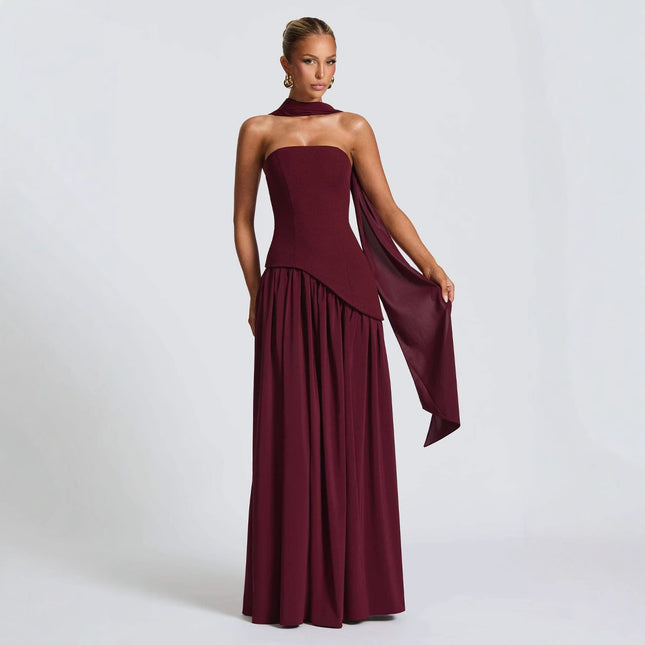 Sexy Backless Tube Top Split Dress