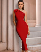 SS One Shoulder Dress Red