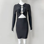 Women's Hollow Bandage Dress Black