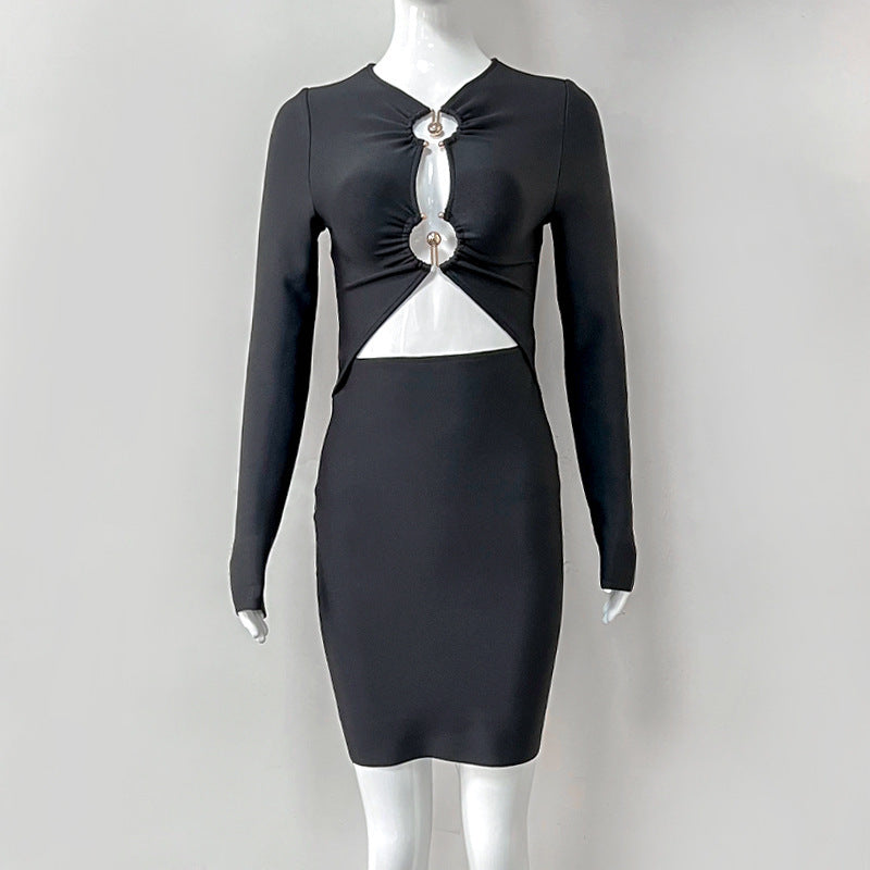 Women's Hollow Bandage Dress Black