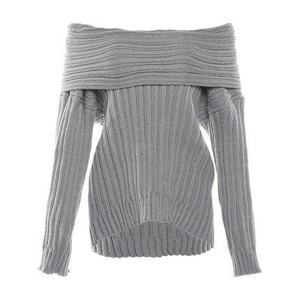 Women's Irregular Off-the-shoulder Sweater Gray