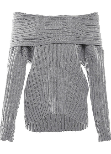 Women's Irregular Off-the-shoulder Sweater Gray